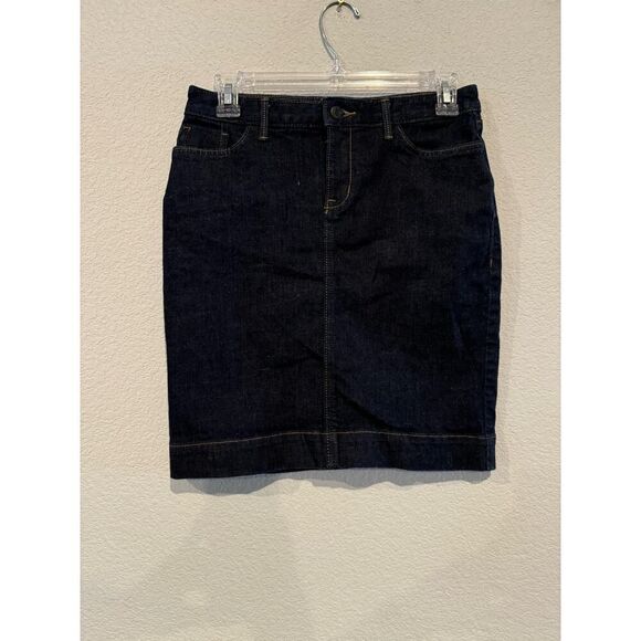 Banana Republic Size 0‎ Petite Denim Pencil Skirt Mid-Rise Dark Wash - Picture 1 of 4